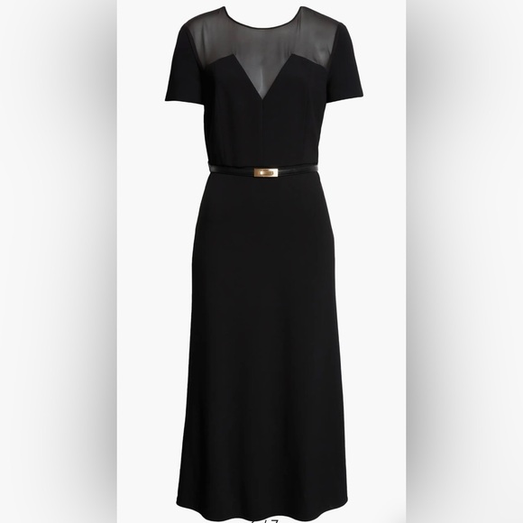 Max Mara Studio Asturie Mixed Media Black Belted Dress size 4 NWT - Picture 4 of 15